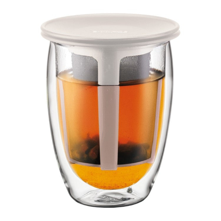 Bodum Tea for One Black 12 Ounce Double Wall Glass Tea Strainer